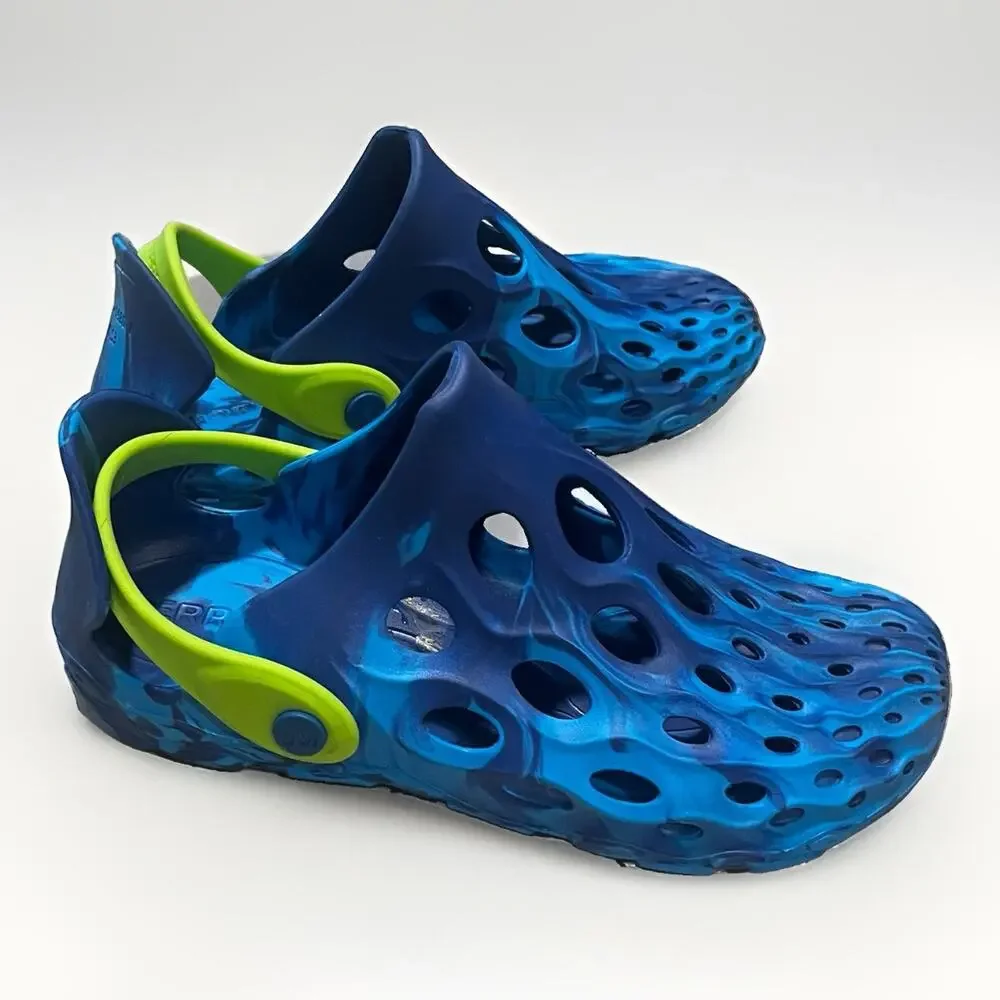 MERRELL Hydro Moc Blue Green Slip On Clogs Water Sandals Youth Size 3 Women 4-5